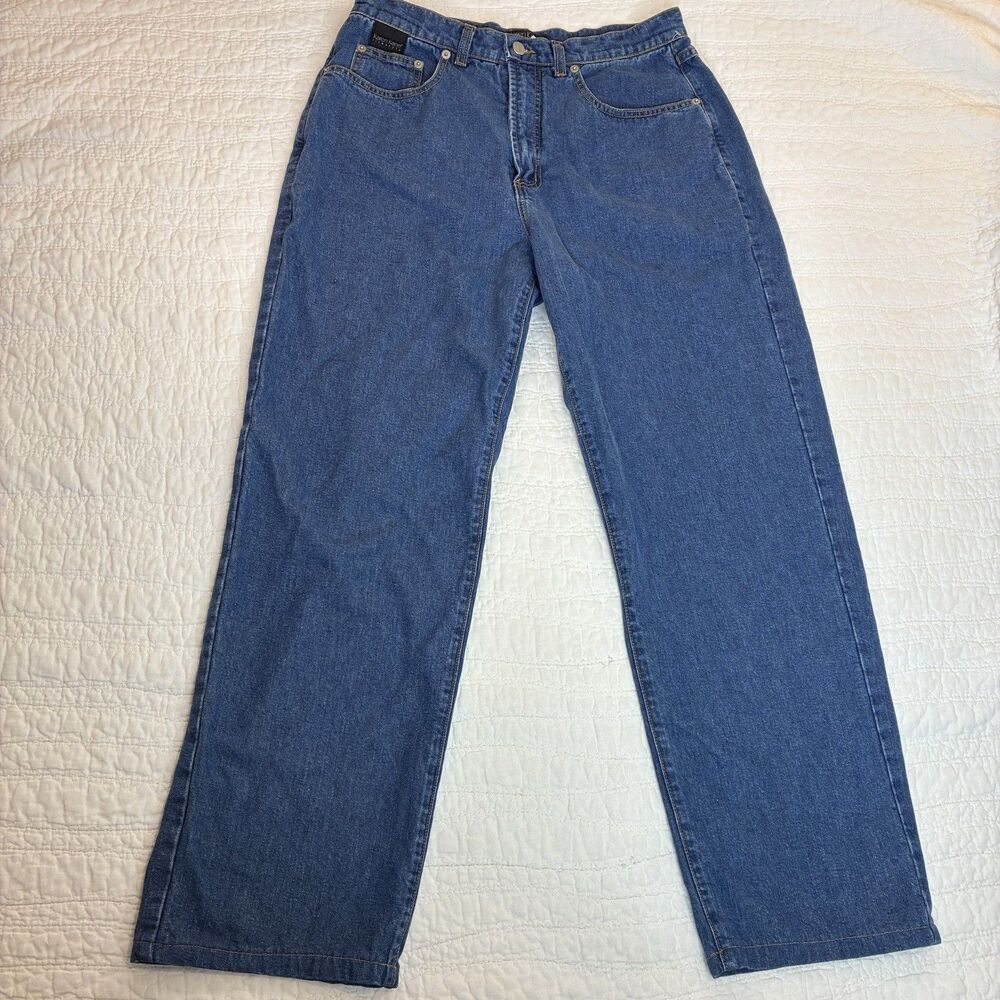 Karen Kane denim jeans relaxed straight leg high waist Sz 14 Y2K 90's classic